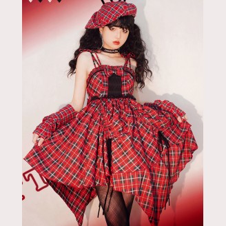 Red Plaid Lolita Dress JSK by Urtto (UR19)